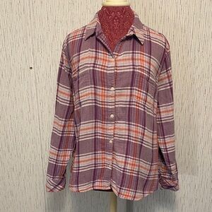 Riders By Lee XL Women's Plaid Purple Multi Color Button Down Long Sleeve Shirt